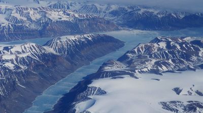 Auf dem Weg nach Alaska überfliegen wir Grönland