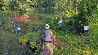 Radweg und Paddelweg verlaufen im Spreewald oft Seite an Seite