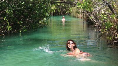 ... und lassen uns im warmen Wasser durch die Mangroven treiben ...