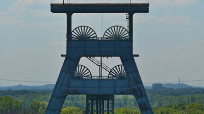 Der Doppelbock-Förderturm ist das Wahrzeichen der Zeche Ewald