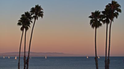 Abendblick auf die Monterey Bay von unserem Hotel in Santa Cruz