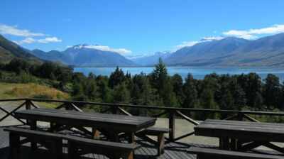 Gute Aussichten vom Sonnendeck unserer gemütlichen Unterunft am Lake Ohau